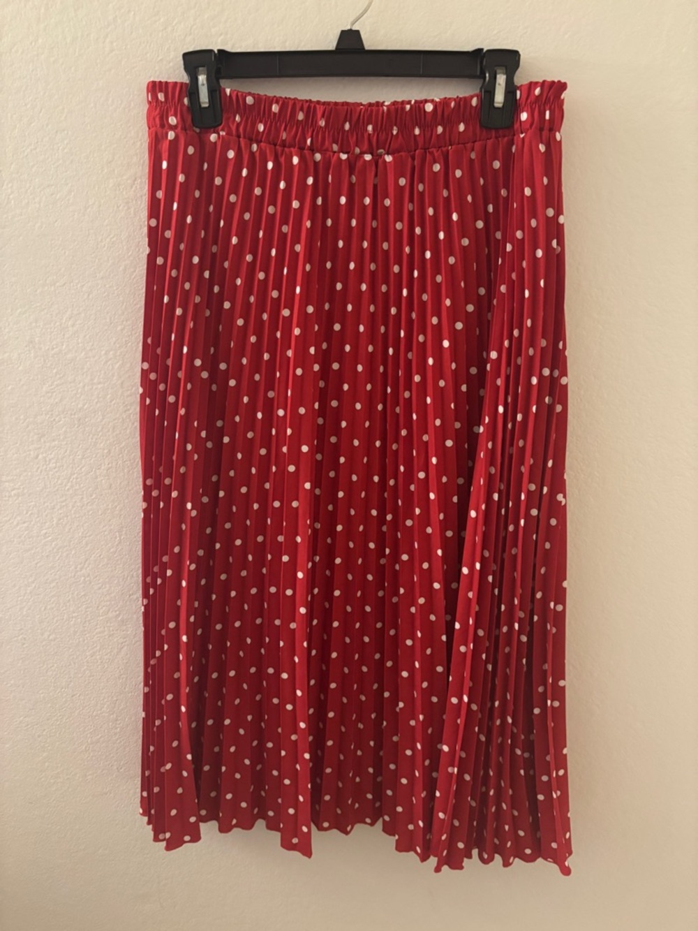 WD.NY Red Polka Dot Pleated Midi Skirt